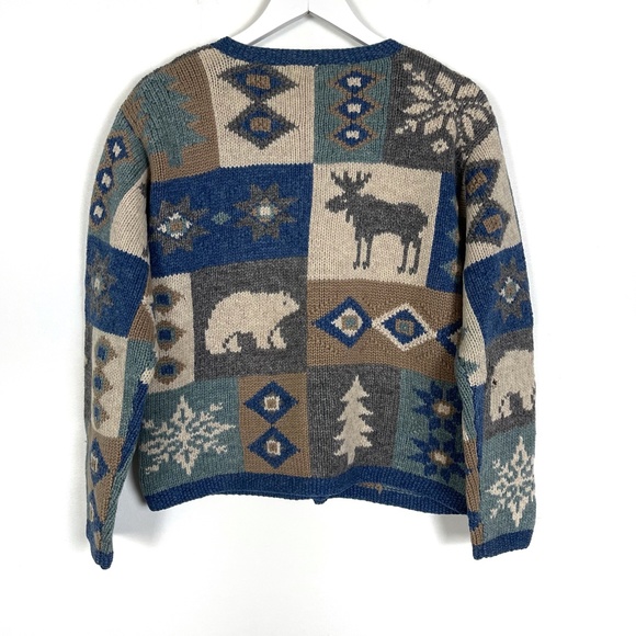 Vintage Wool Winter Themed Button Up Sweater - Picture 6 of 10